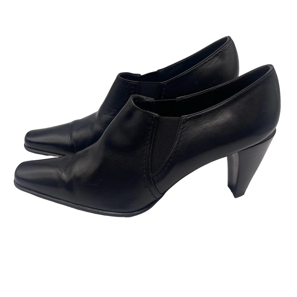 Stuart Weitzman Ankle Heeled Boots Pointed Toe Black Leather Sz 8W 73517 - Picture 11 of 15